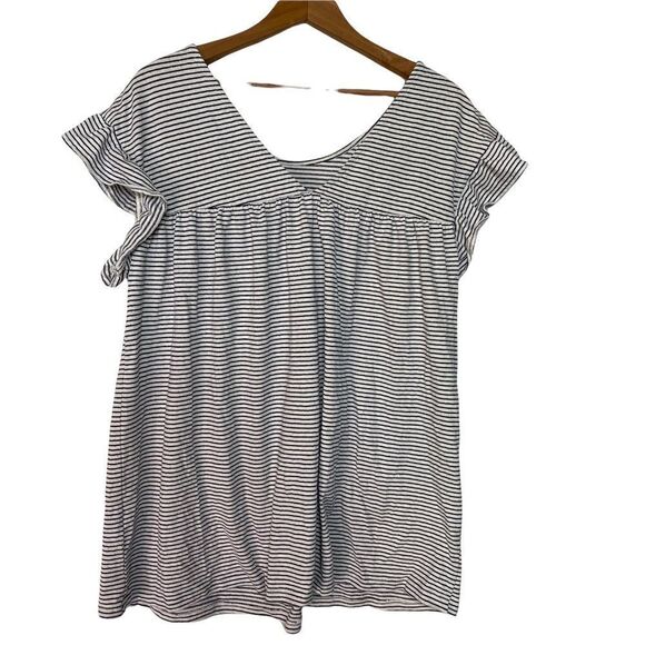 Asos Womens Striped Top Size 6 Black White Sleeveless Ruffle - Picture 2 of 5